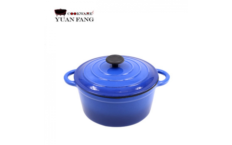 ot Sale 20/22/24/26/28CM Cooking Food Pot Cookware Blue Enameled Cast Iron Round Casserole French Dutch Oven with Cover
