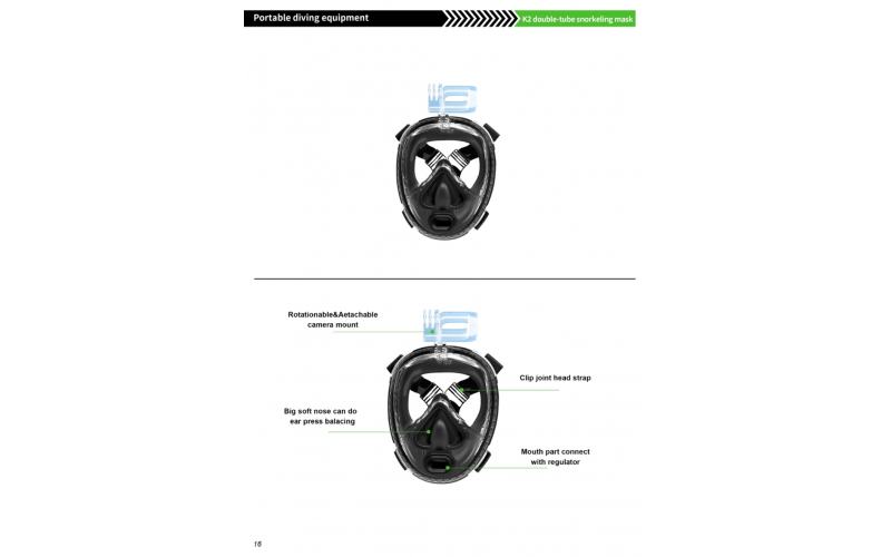 K2 double-tube snorkeling mask