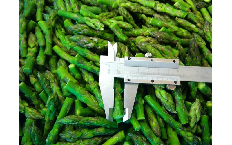 Tender tips of green asparagus